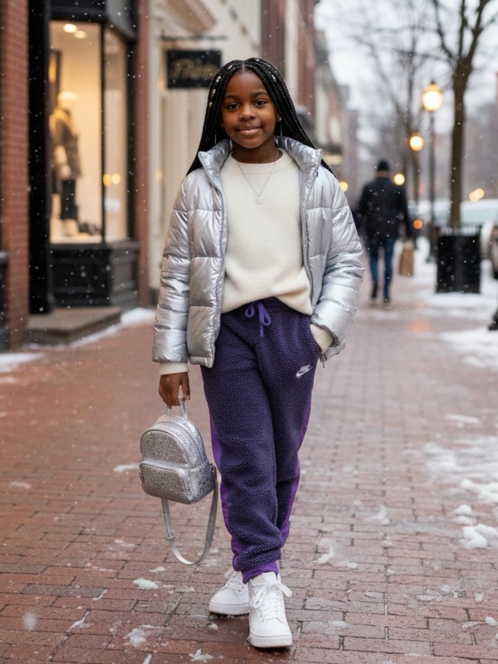 Nike Sportswear Club Fleece Winterized Joggers Purple Kids Size M Sherpa EUC